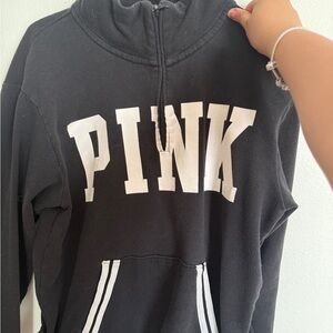 Victoria's Secret Black Hoodie with White PINK Trim